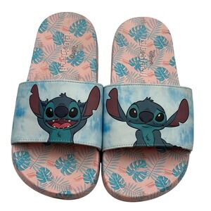 Ground Up Disney Stitch Tropical Slides Sandals Women's Size 9 Pink Blue‎